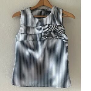 Women's Banana Republic White Navy Striped Bow Sleeveless Top Shirt Blouse Sz XS